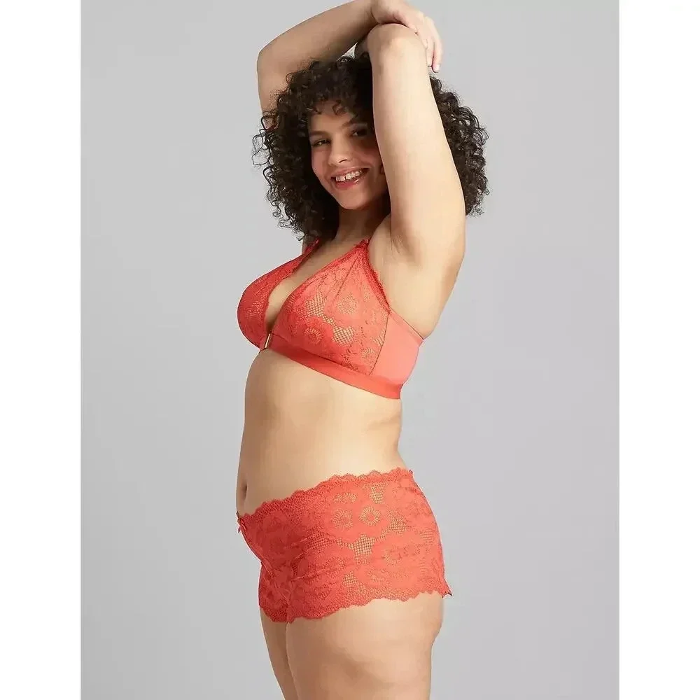 Cacique Floral Lace Triangle Unlined Bra Starfish Coral Size 44C